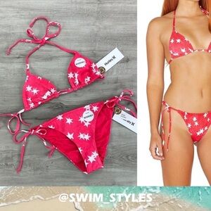 ☀️HURLEY☀️ RVSB ITSY BITSY BIKINI TOP RVSB TIE SIDE CHEEKY BOTTOM BIKINI